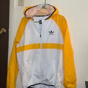 Yellow and White Adidas windbreaker